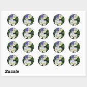 Sticker Rond Pansies violettes Jardin Floral (Feuille)