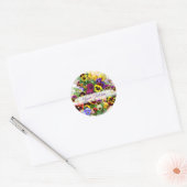 STICKER ROND PANSY BEAUTY AJOUTER VOTRE TEXTE (Enveloppe)