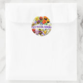 Sticker Rond Pansy Beauty avec papillon Get Well (Sac)