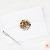 Sticker Rond Pansy Beauty Joyeux anniversaire (Enveloppe)