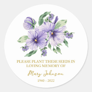 Sticker Rond Pansy Memorial Funeral Seed Packet