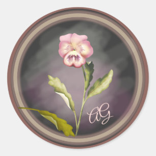 Sticker Rond Pansy peint avec initiales