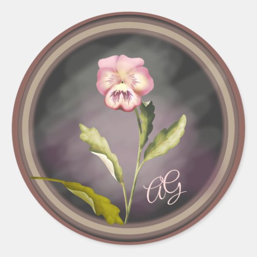 Sticker Rond Pansy peint avec initiales (Devant)
