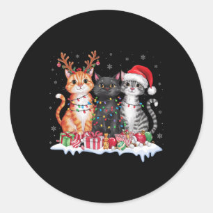 Sticker Rond Pantalon de Noël de Père Noël Chat Lumineux Renne