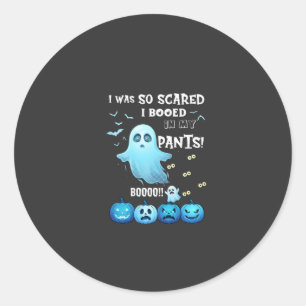Sticker Rond Pantalon Hué Halloween Fantôme Citrouilles Bleues