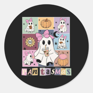 Sticker Rond Pantasmas mexicain Halloween Ghost Éffrayant Conch