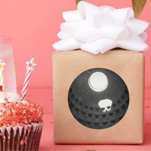 Sticker Rond Panthéon Crâne clair Rome Italie Noir et Blanc (Fête)