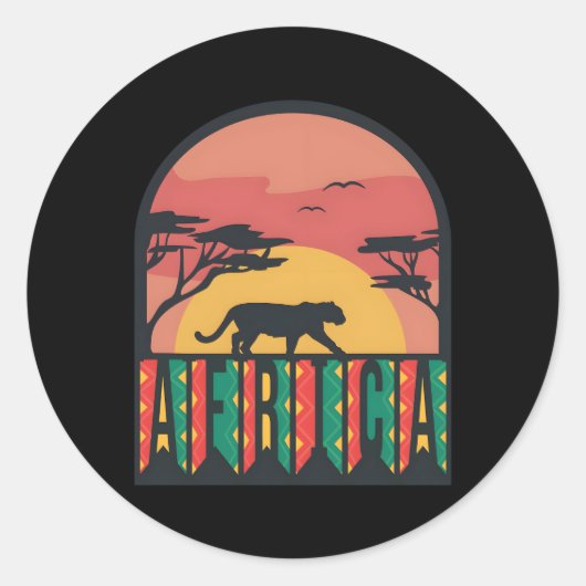 Sticker Rond Panther Afrique Safari Serengeti Aventure Big Five (Devant)