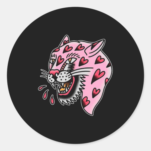 Sticker Rond Panther Pink X Heart Love Traditional Flash Premiu (Devant)