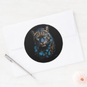 Sticker Rond Panthère bleue et dorée (Enveloppe)