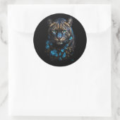 Sticker Rond Panthère bleue et dorée (Sac)