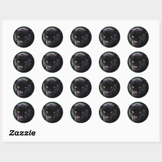 Sticker Rond Panthère noire (Feuille)