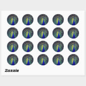 Sticker Rond Paon bleu cobalt (Feuille)
