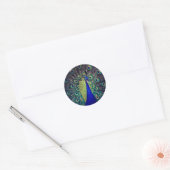 Sticker Rond Paon bleu cobalt (Enveloppe)