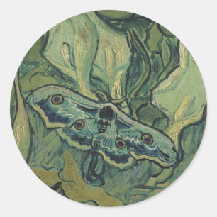 Sticker Rond Paon (Empereur) vert par Vincent van Gogh