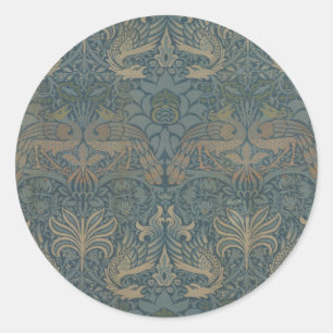 Sticker Rond Paon et Dragon par William Morris