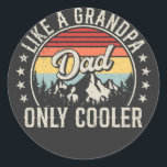 Sticker Rond Papa aime grand-père seulement Glacière Retro<br><div class="desc">Papa Like a Grand-père Only Glacière paternité Vintage Rétro Vintage Funny Crew Graphic design Cadeau Classic Round Stickers Collection Classic.</div>