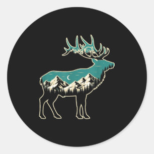 Sticker Rond Papa amateur d'élan américain rétro chasse