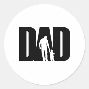 Sticker Rond Papa Avec Son Chemise Fête des pères Cadeaux Pour 