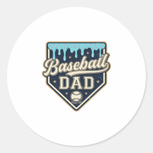 Sticker Rond Papa Baseball Drippy Plaque de Base Vintage Vector