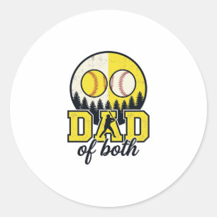 Sticker Rond Papa Baseball Softball des Deux Conception Vectori