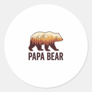 Sticker Rond Papa Bear silhouette ours vintage forêt T-Shirt_1