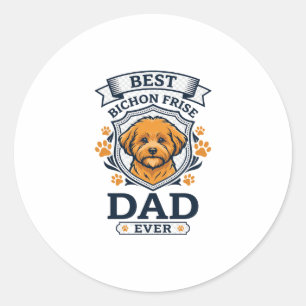 Sticker Rond Papa Bichon Frise pour toujours Empreintes de patt