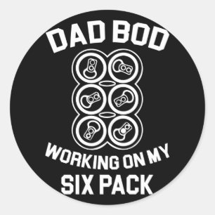 Sticker Rond Papa Bod Travaille Sur Ma Bière À Six Paquets Fu