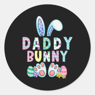 Sticker Rond Papa Bunny Papa mignon Pâques Papa Lapin Lapin Pâq