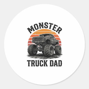 Sticker Rond Papa camion monstre graphique vintage tout terrain
