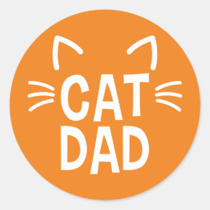 Sticker Rond Papa Chat Avec Oreilles Et Whiskers