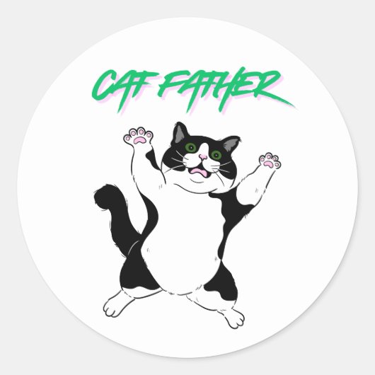 Sticker Rond Papa Chat Drôle (Devant)
