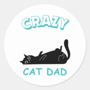 Sticker Rond Papa Chat Fou Drôle