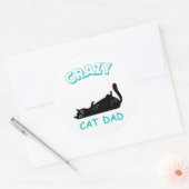 Sticker Rond Papa Chat Fou Drôle (Enveloppe)
