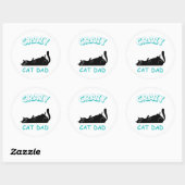 Sticker Rond Papa Chat Fou Drôle (Feuille)