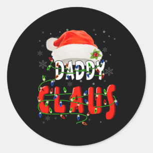 Sticker Rond Papa Claus Pajama de Noël Famille Correspondant No