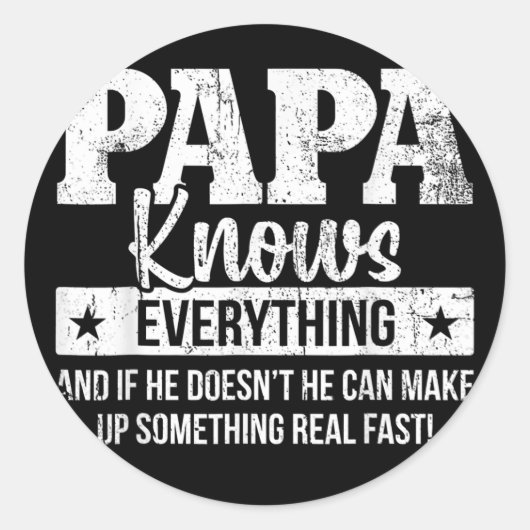 Sticker Rond Papa connaît toute la Fête des pères (Devant)