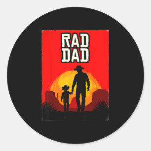 Sticker Rond Papa cool père et fils coucher de soleil occidenta