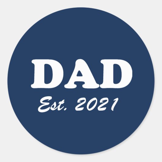 Sticker Rond Papa Custom Date fixe marine bleu moderne fun (Devant)