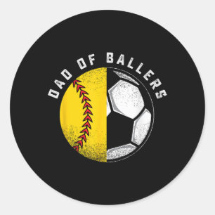 Sticker Rond Papa de Ballers Père Fils Joueur de softball de fo