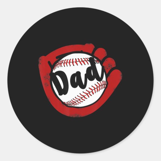 Sticker Rond Papa de baseball pour la mère de softball (Devant)