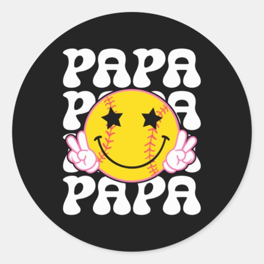 Sticker Rond Papa de baseball rétro (Devant)
