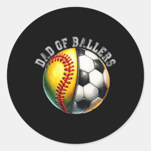 Sticker Rond Papa de footballeur de softball Coach pour le père