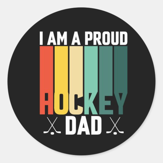 Sticker Rond Papa de hockey fier (Devant)