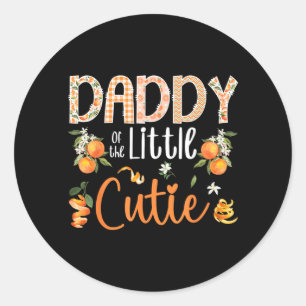 Sticker Rond Papa de la petite fille orange mignonne pour son 1