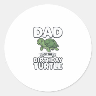 Sticker Rond Papa de la tortue d'anniversaire Conception drôle