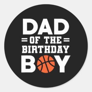 Sticker Rond Papa De L'Anniversaire Boy Basketball Coach Basket