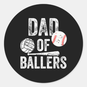 Sticker Rond Papa des As du Volleyball Baseball Papa Fils