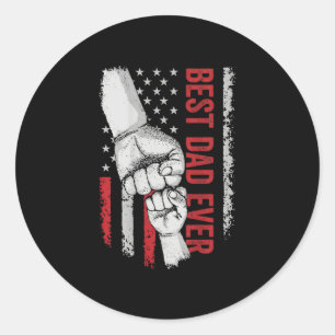 Sticker Rond Papa drapeau américain poing levé patriotique