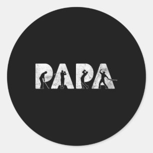 Sticker Rond Papa drôle de golf Funny Papa Fête des Pères Cadea